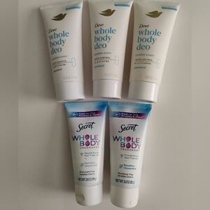 5 Secret & Dove Whole Body Deodorant Cream Unscented Aluminum Free